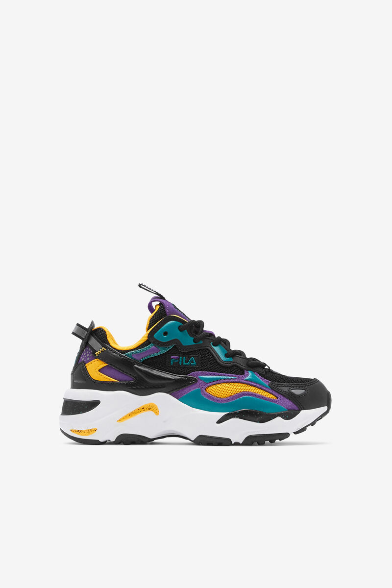 Kids' Fila Little Ray Tracer Apex Platform Shoes Black / Royal Purple / White | EdggzbUy3mc