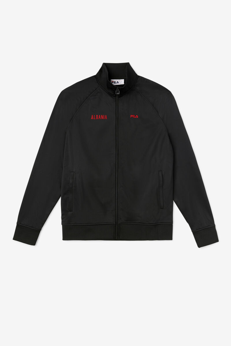Men's Fila Albania Track Jacket Jackets Black / Red | FFQscX9OCfI