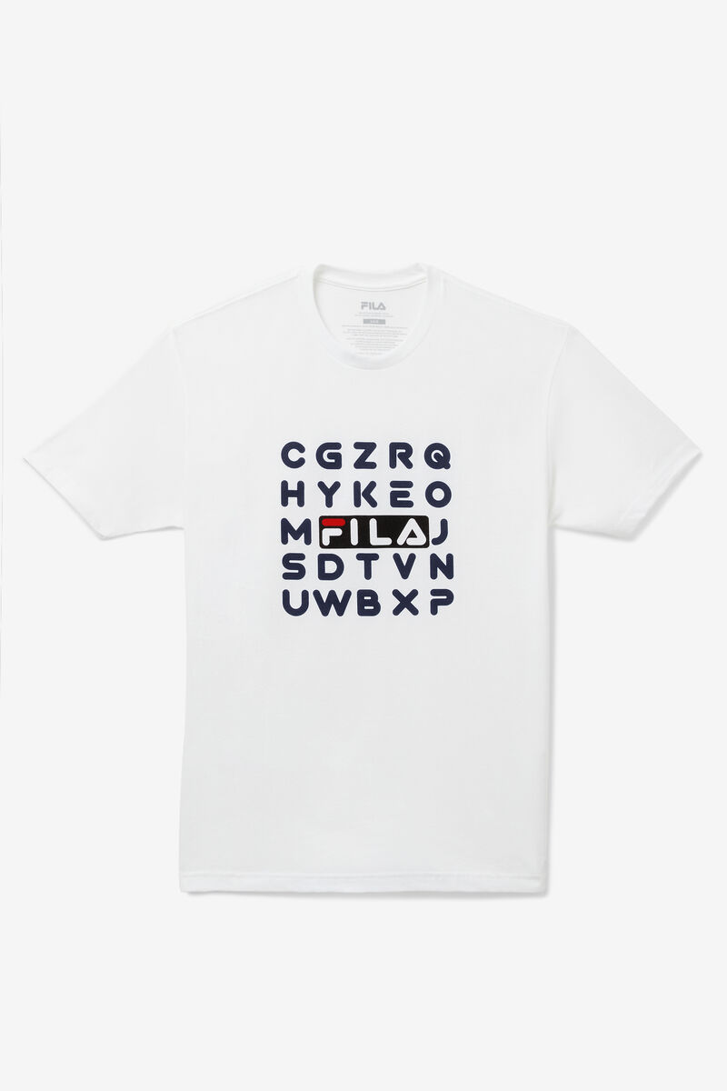 Men's Fila Alphabet T Shirts White | yxFgFM1ohT6
