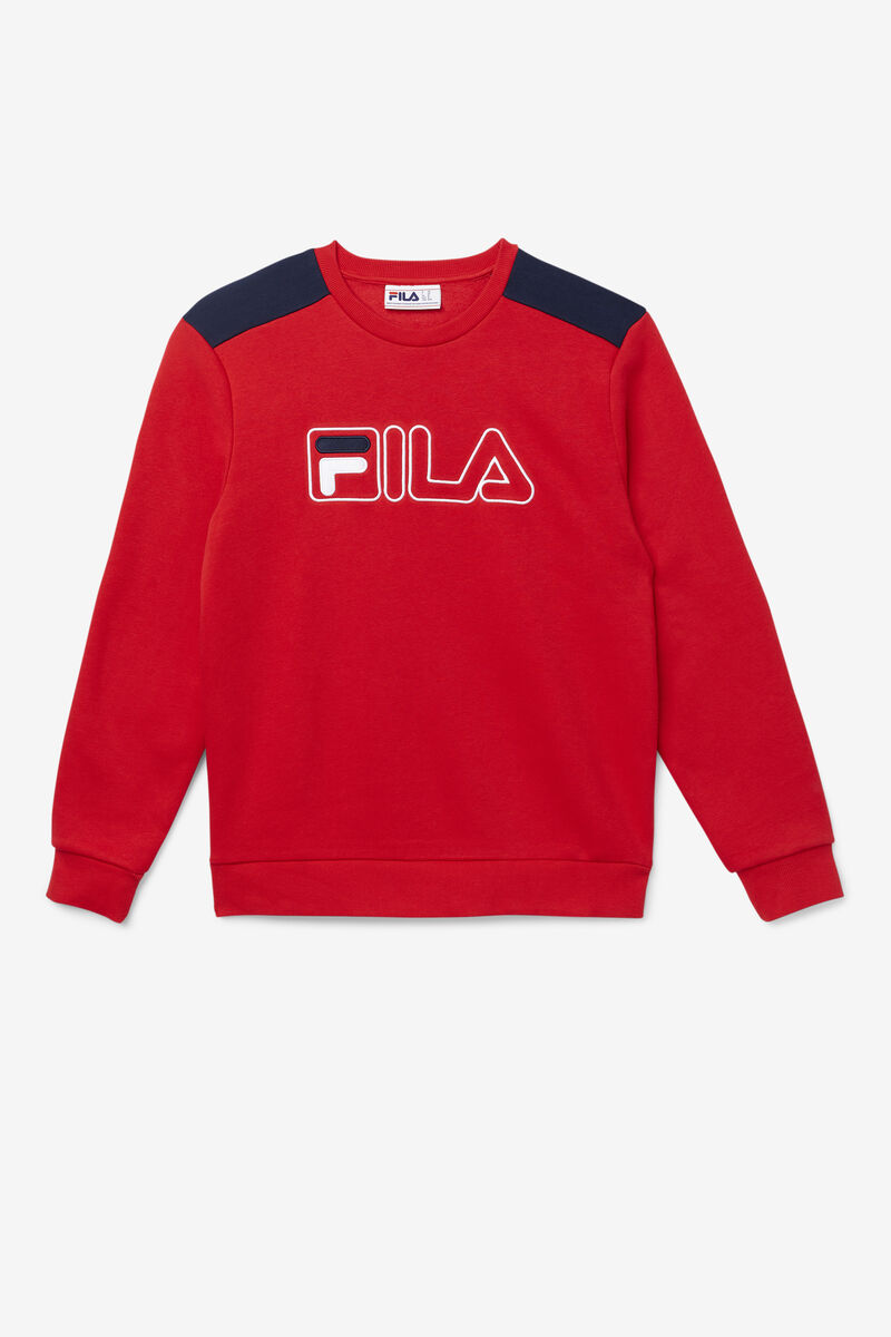 Men's Fila Basil 2 Crew Sweatshirts Red / Navy / White | mInEHbyQjzx