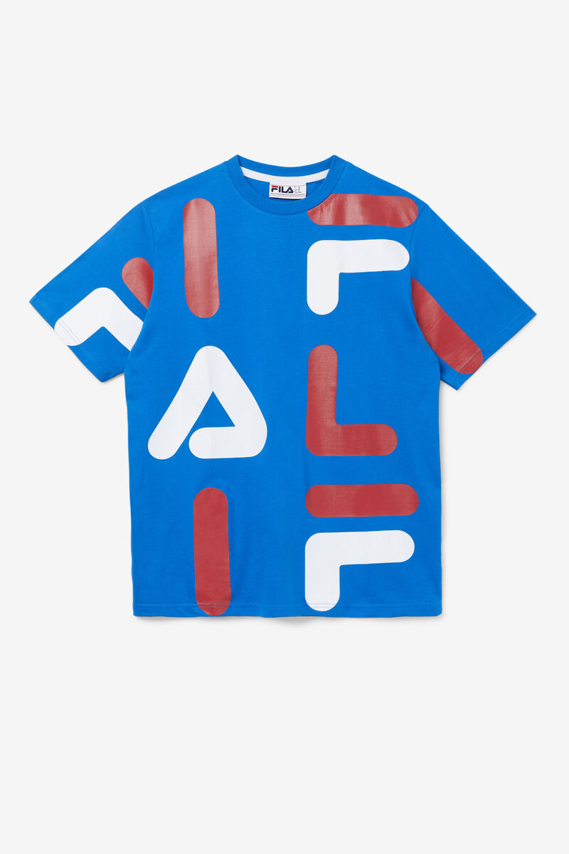 Men's Fila Bennet T Shirts Blue / Red / White | xI8xsLhfif8