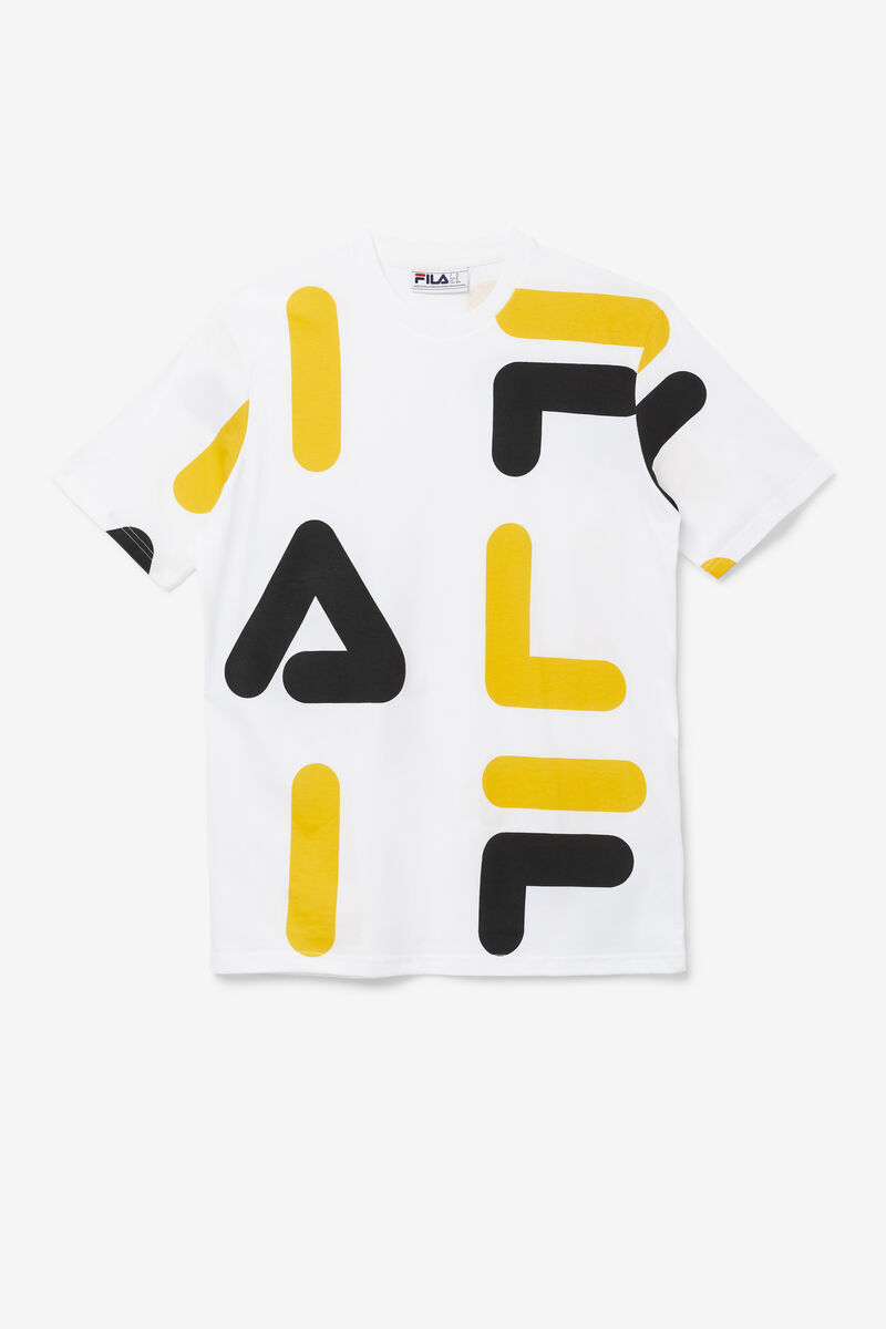 Men's Fila Bennet T Shirts White / Gold / Black | 6fNu7Z4y5AD