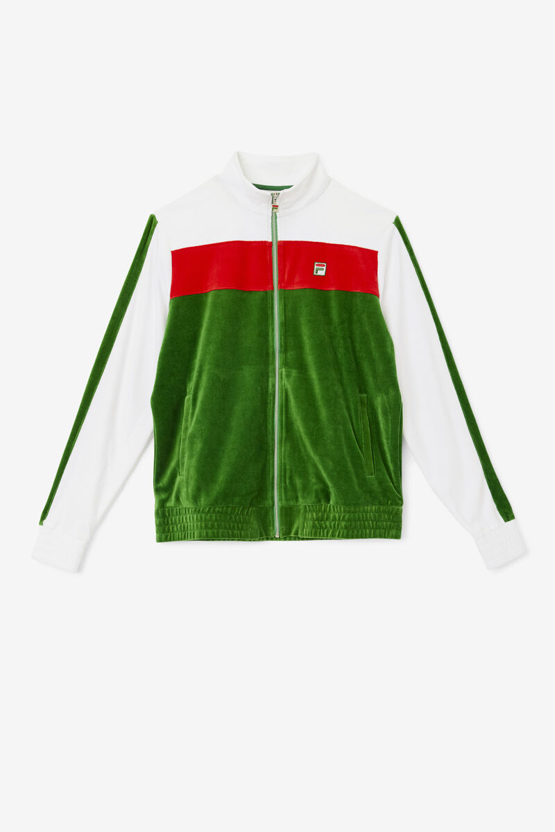 Men's Fila Brice Velour Jacket Jackets White / Red | smcsjazRrwP