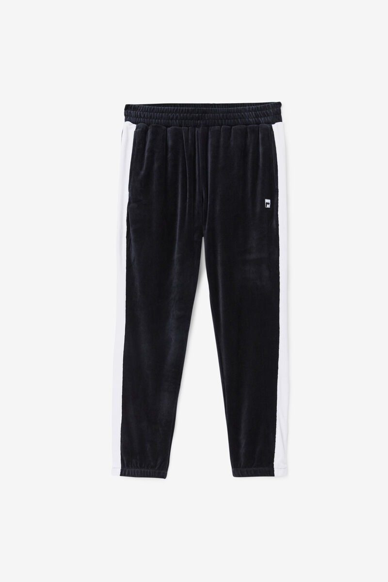 Men's Fila Brice Velour Pant Tracksuits Black / White | KTEdKZTsmN2