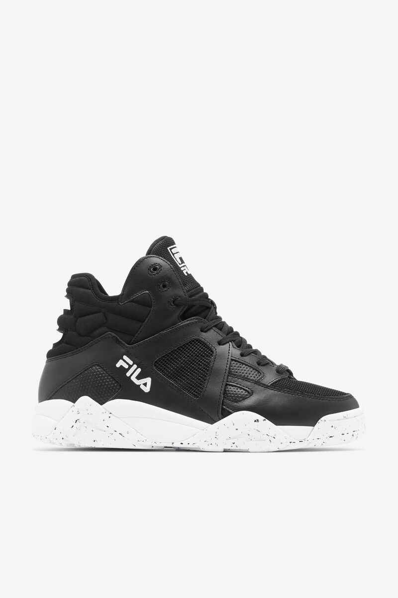 Men's Fila Cage Mid Top Basketball Shoes | Fila Sneakers Black / White / Black | W1KuLXa6XOZ