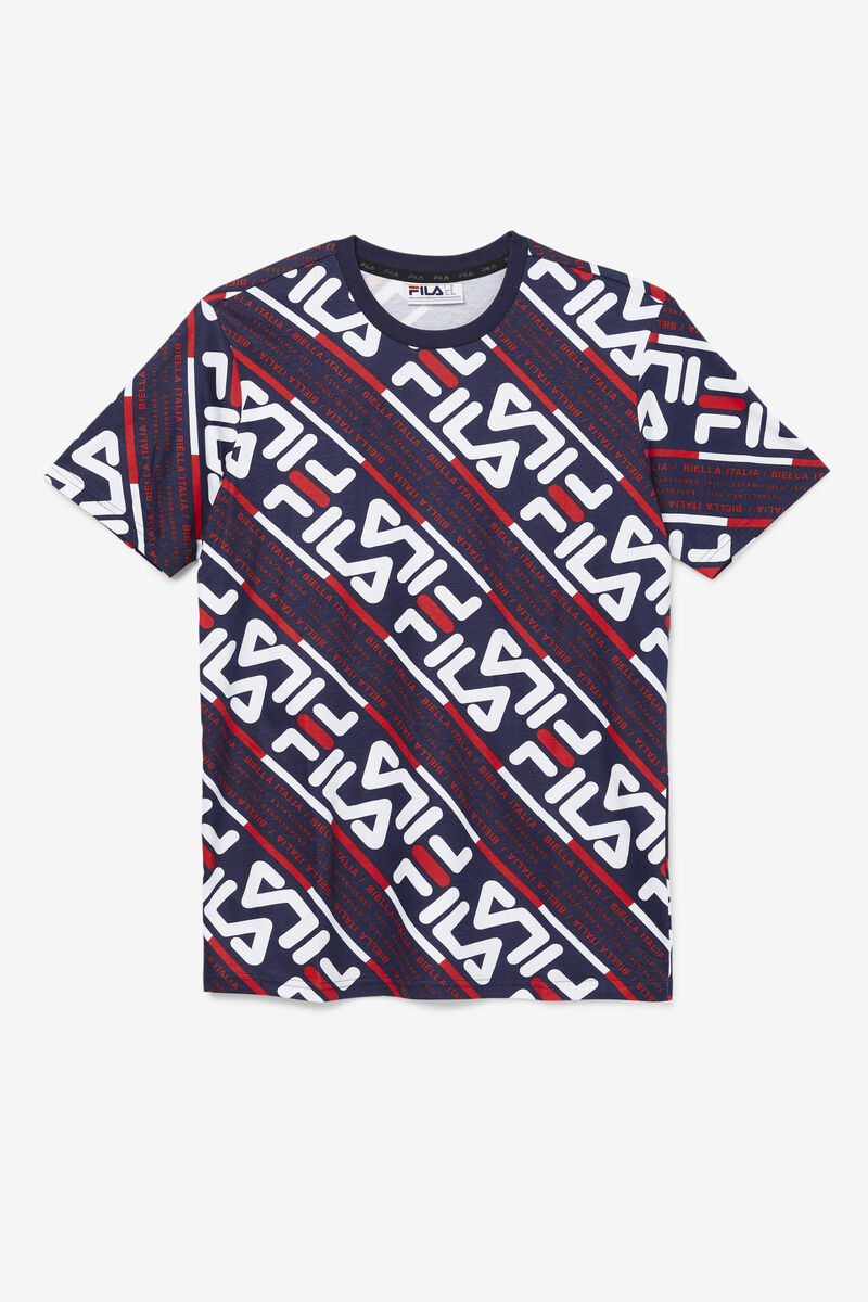 Men's Fila Calvin T Shirts Navy / White / Red | Et9bB7B5qTS