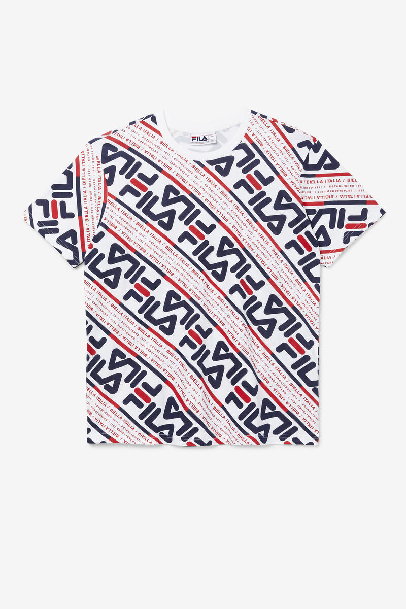 Men's Fila Calvin T Shirts White / Navy / Red | 4uKOUREBxWA