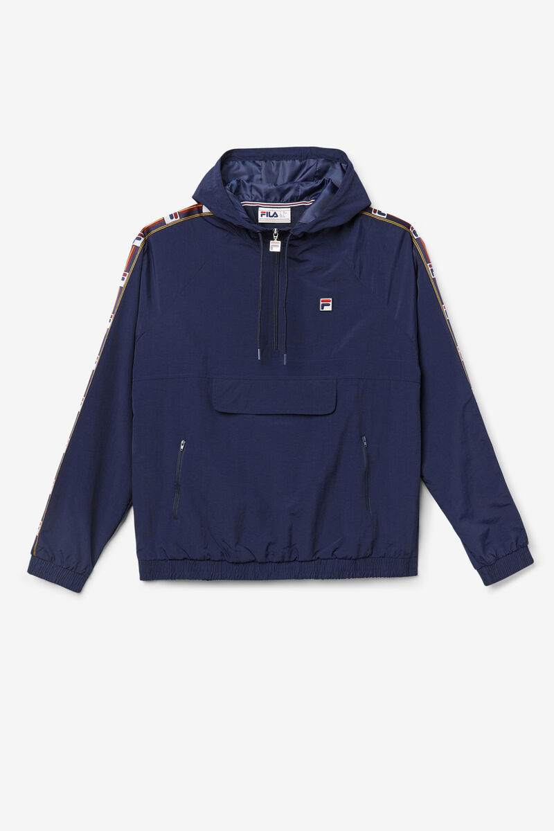 Men's Fila Cameron 1/2 Zip Wind Jacket Outerwear Navy | SqH6ZuSy9M1