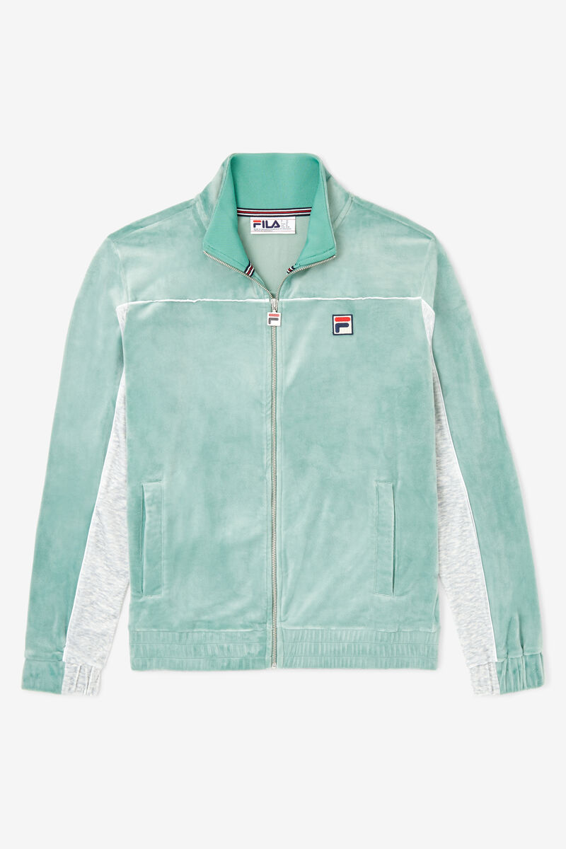 Men's Fila Cisco Velour Jacket Tracksuits Light Grey / White | IHIbEJ9coWZ
