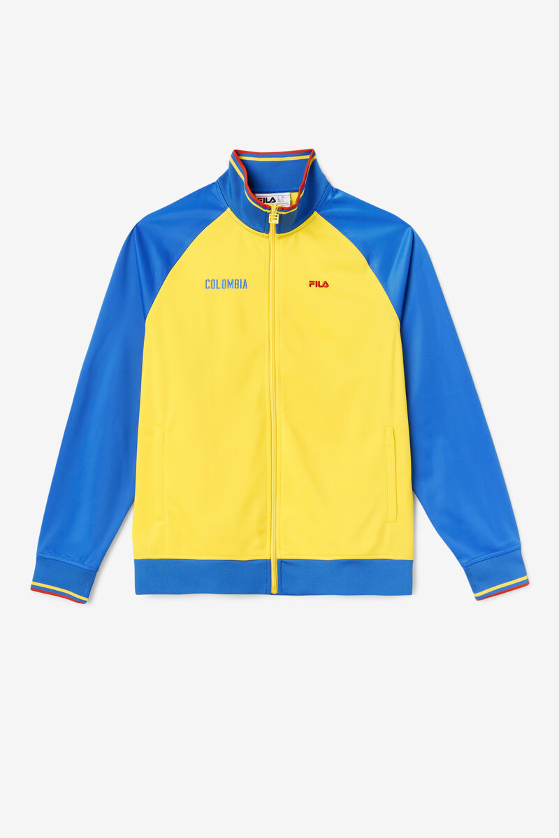 Men's Fila Colombia Track Jacket Tracksuits Yellow / Blue / Red | lvGLn5yC2pI