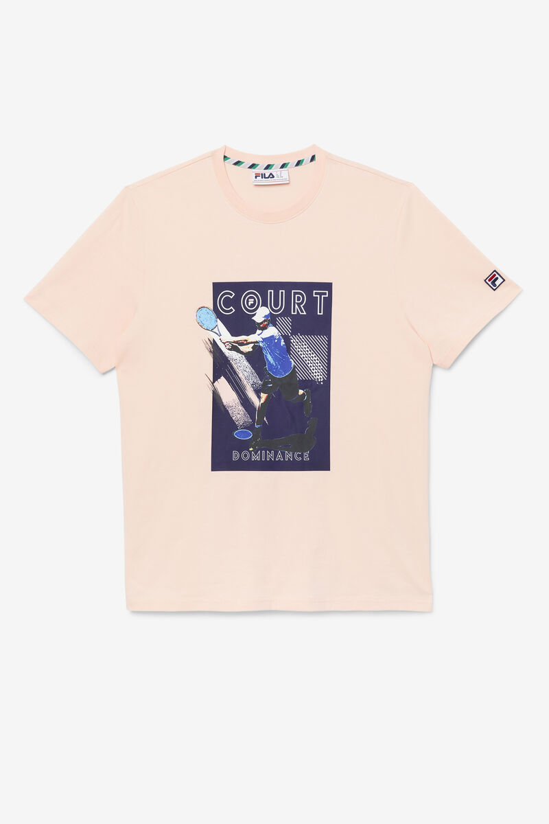 Men's Fila Court Dominance T Shirts Pink / Navy | AUcOw34Rzz3