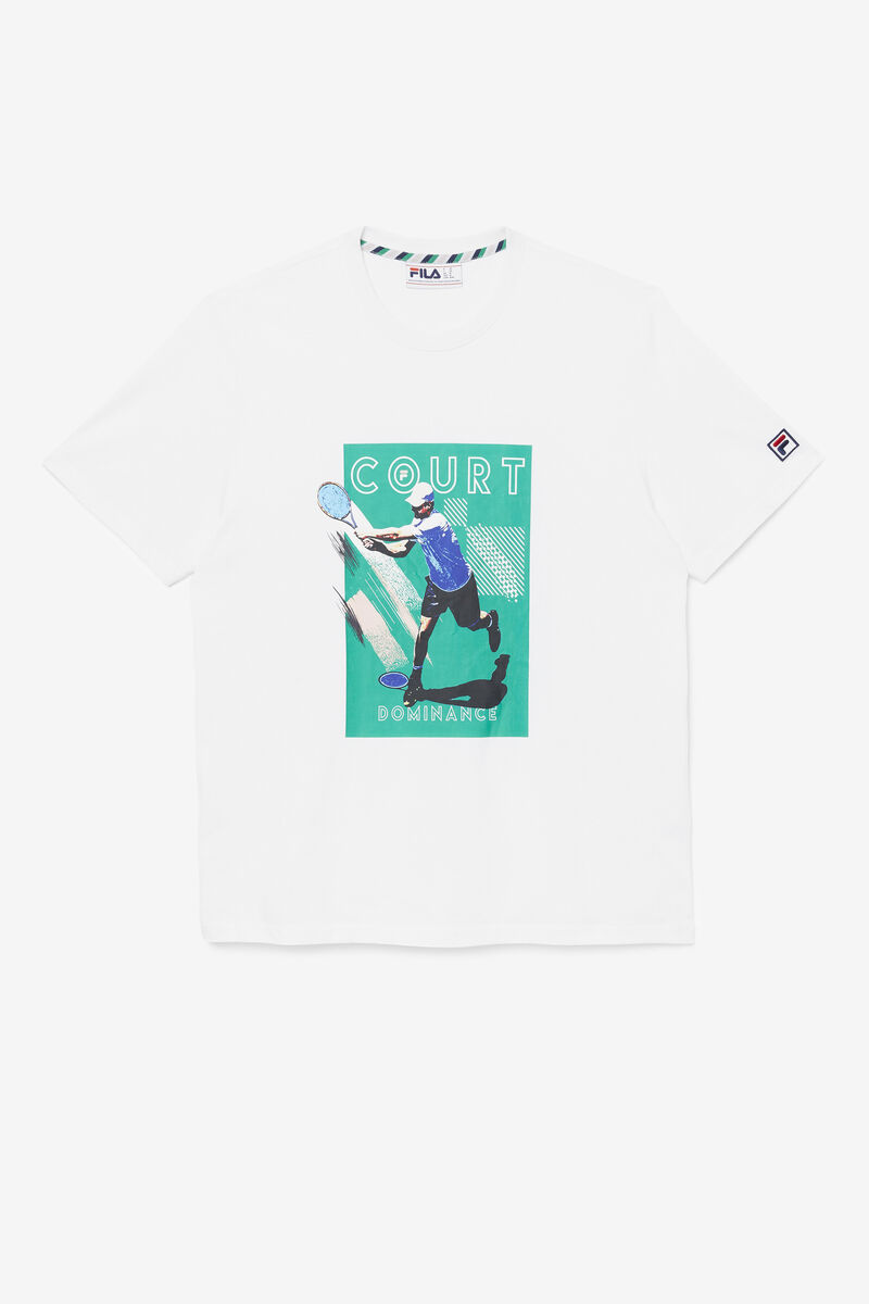 Men's Fila Court Dominance T Shirts White / Green | JihVaytor3J