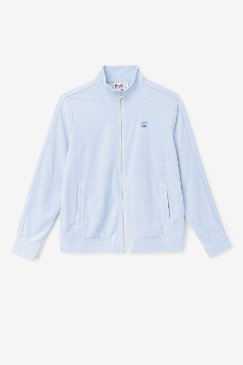 Men's Fila Deverall Velour Jacket Jackets Light Blue | ykWP3Acl16d