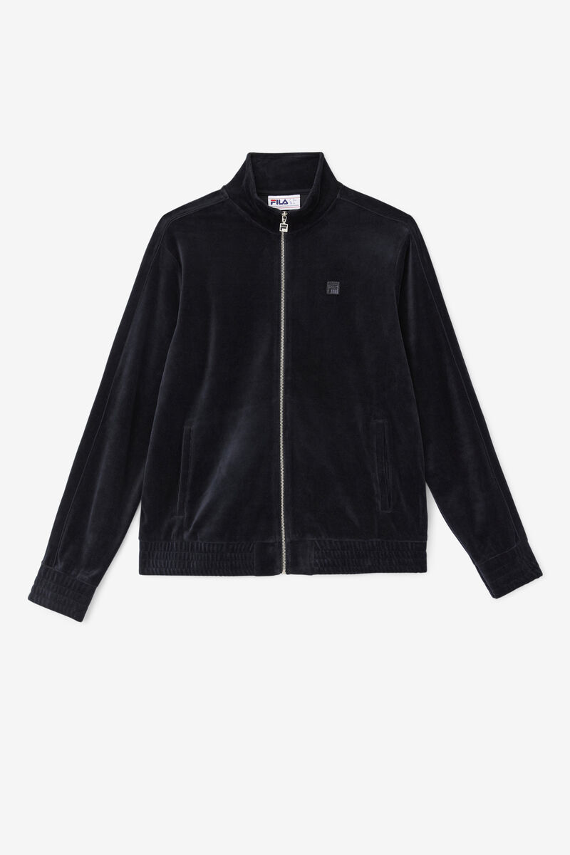 Men's Fila Deverall Velour Jacket Tracksuits Black | ChkXzYZq9rW