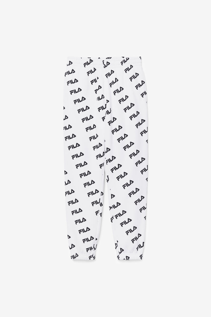 Men's Fila Diagonal Logo Jogger Pants White / Black | B7F5VtyWVGT