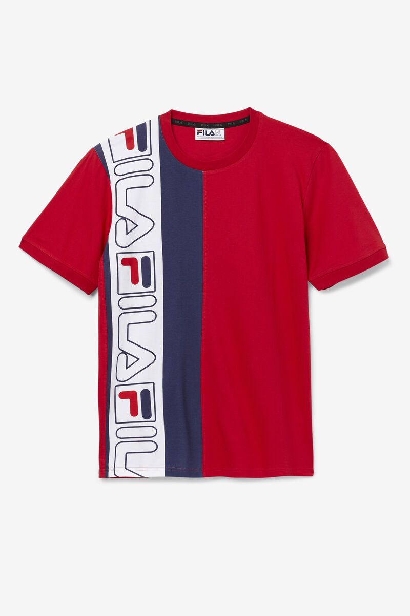 Men's Fila Dixon T Shirts Red / Navy / White | bjqCphBIvxu