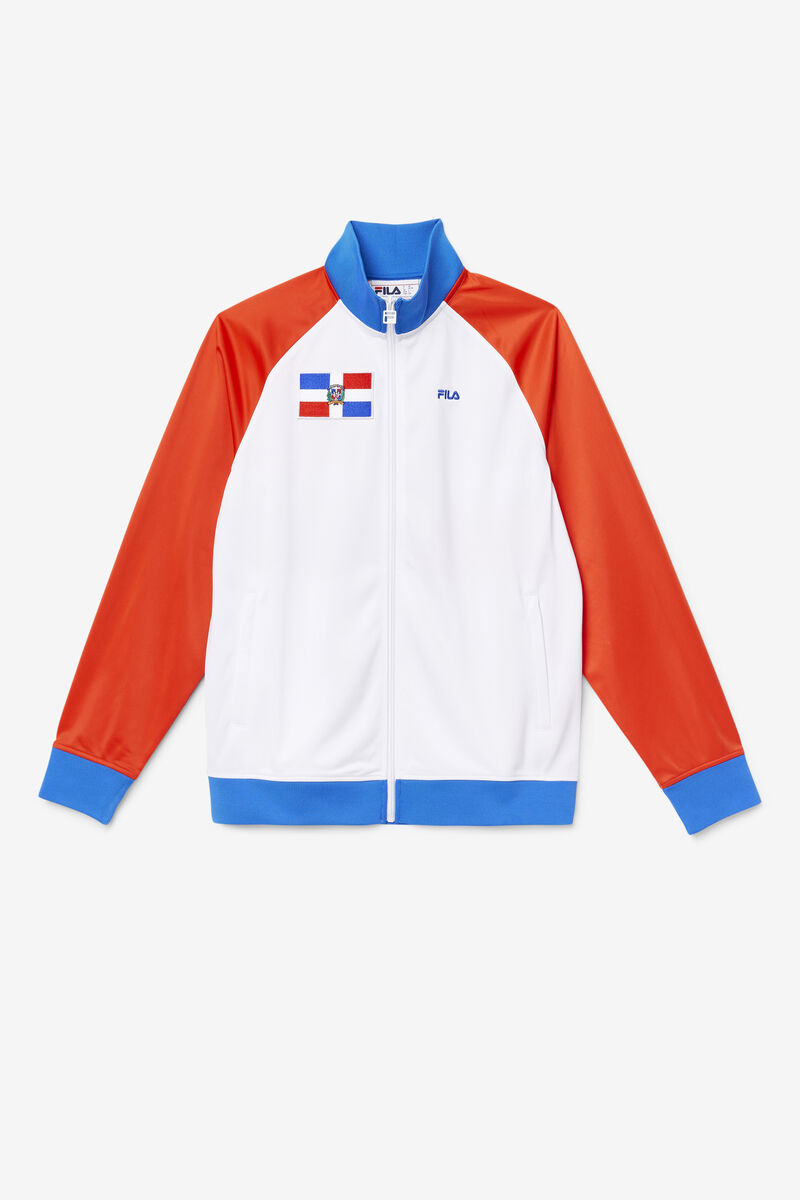 Men's Fila Dominican Republic Track Jacket Outerwear Red / White / Blue | PDQGoWjpy5Y