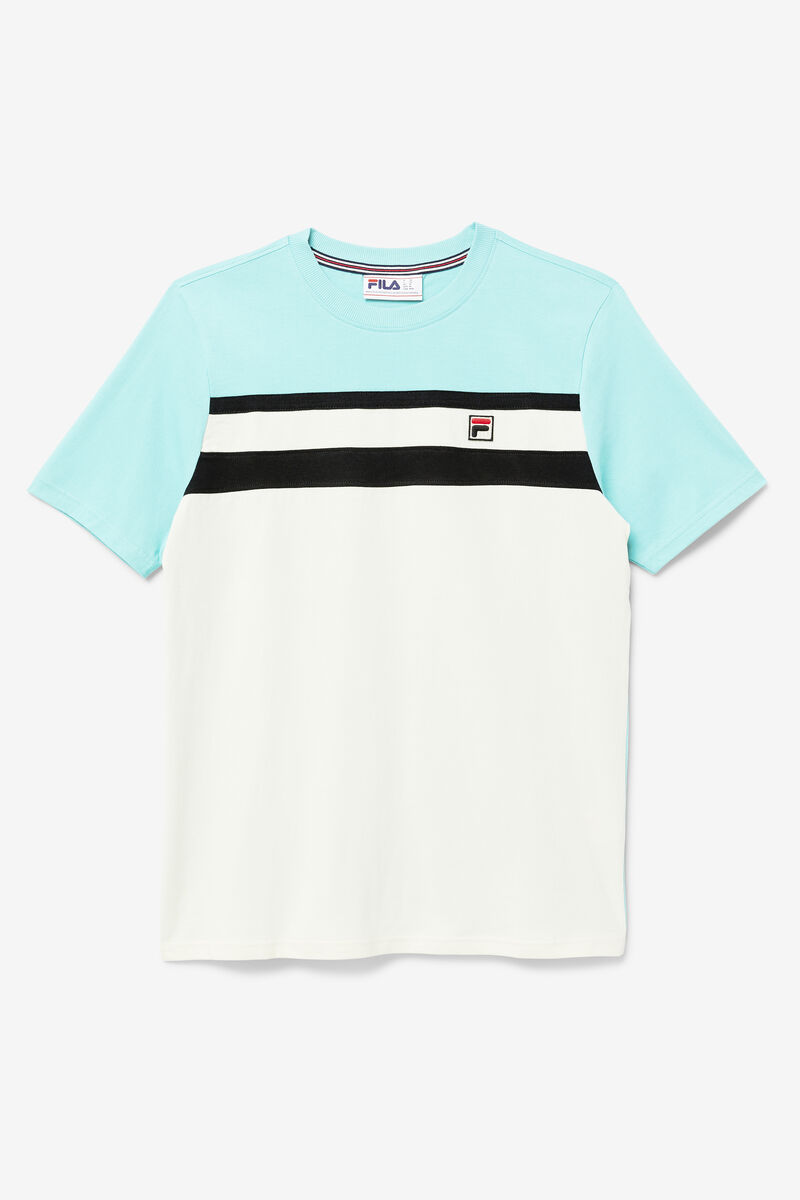 Men's Fila Dover T Shirts Blue Turquoise / Black | XYbiCz6SDKE