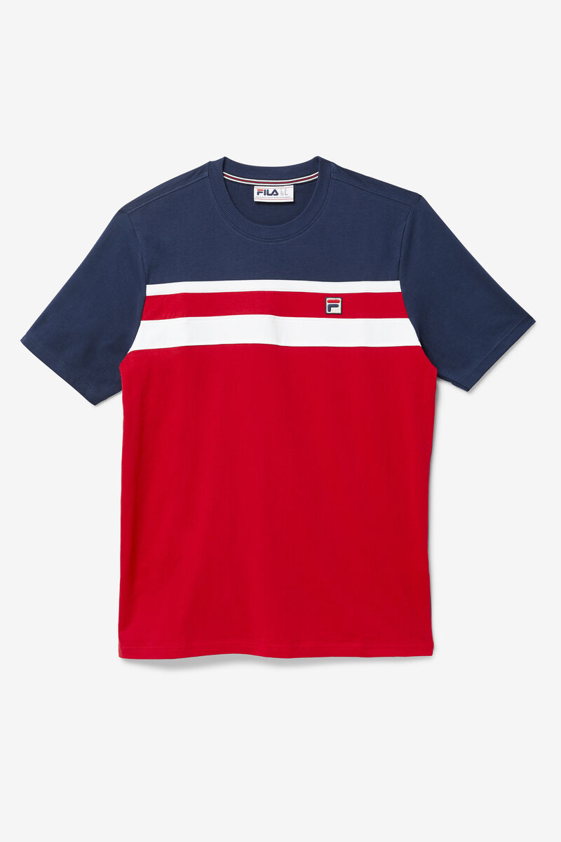 Men's Fila Dover T Shirts Red / Navy / White | kZ7ywM2qWXg