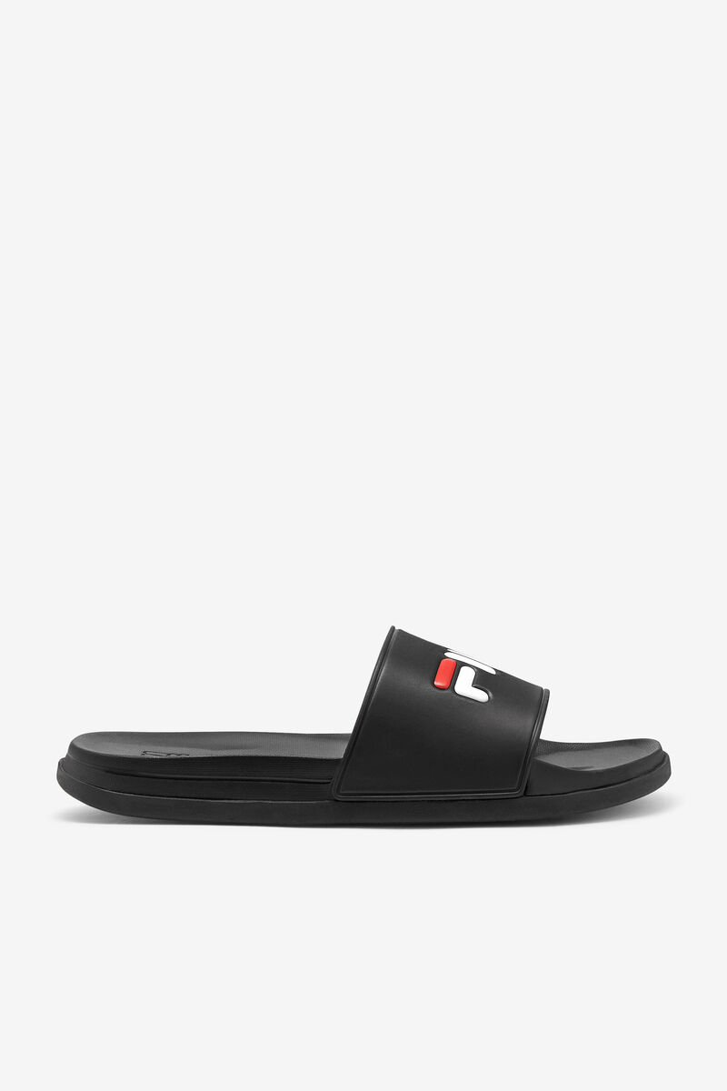 Men's Fila Drifter Luxe Sandals Black / Red / White | IQ7JyvOErLb