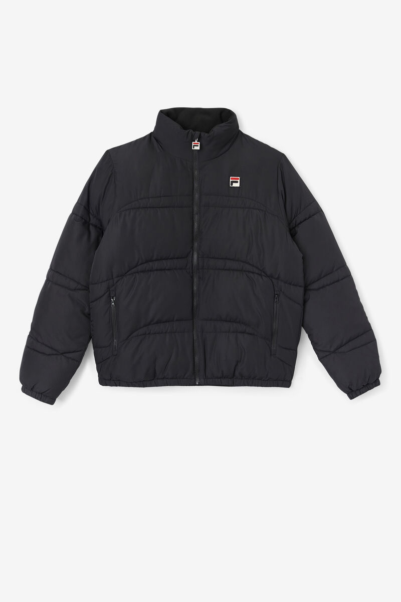 Men's Fila Elias Puffer Jacket Jackets Black | 1EqMX8W4RGJ