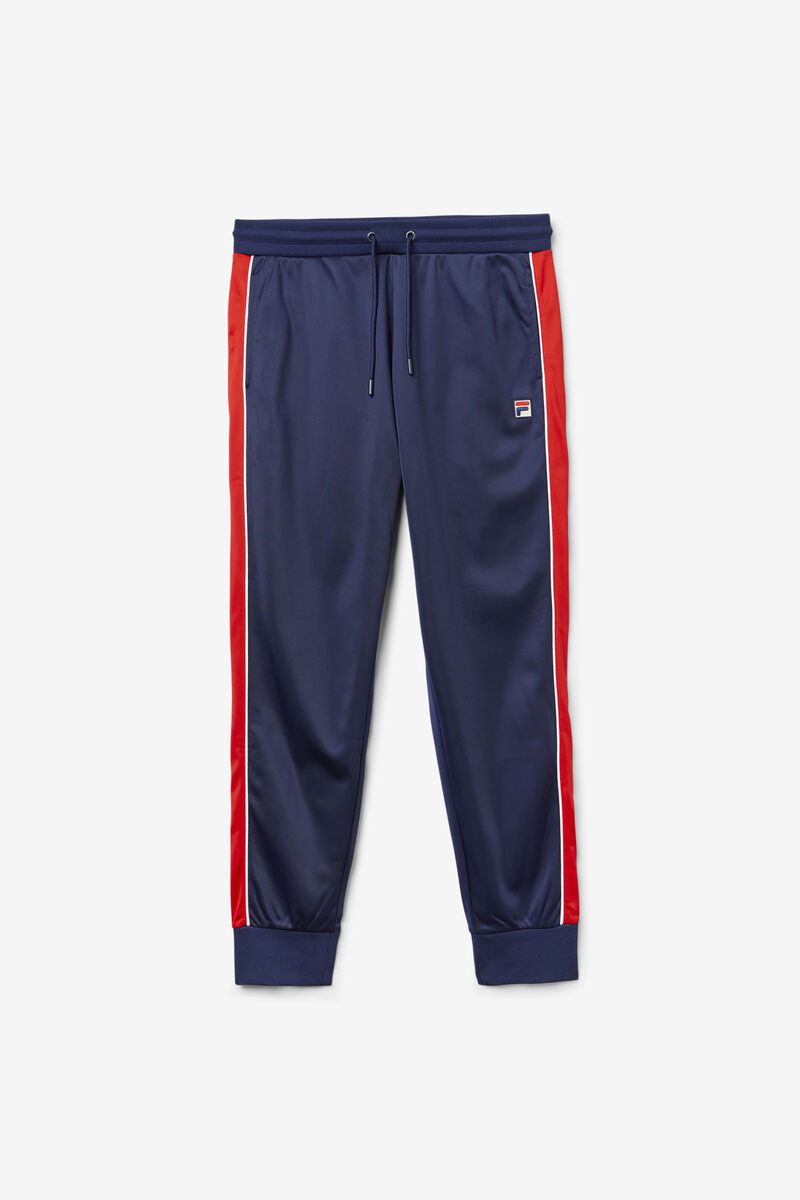 Men's Fila Elijah Track Pant Pants Navy / Red / White | v5xopyaOHvs