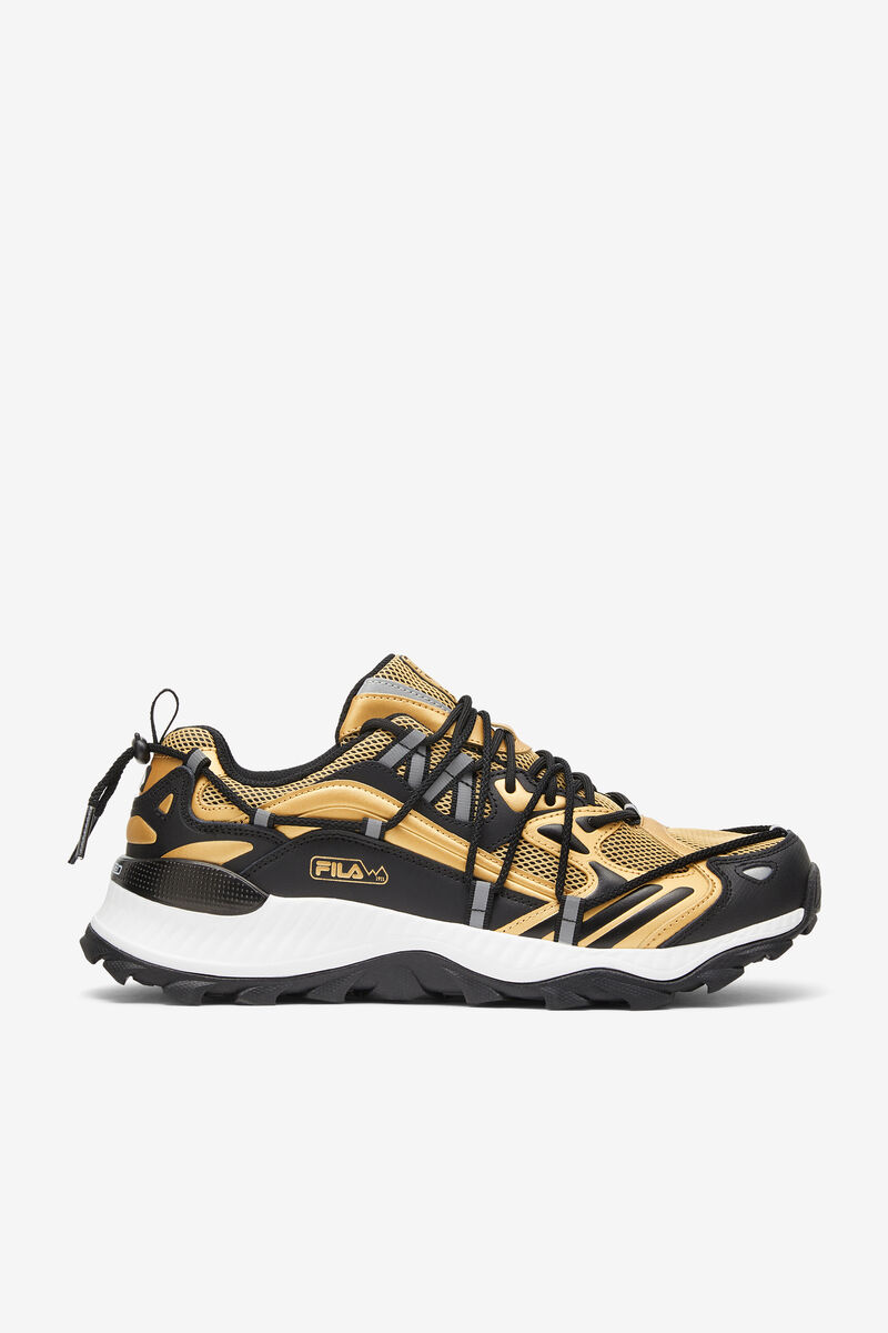 Men's Fila Expeditioner Orange & Black Chunky Trainer Shoes | Fila Sneakers Black / Metal Gold / Whi