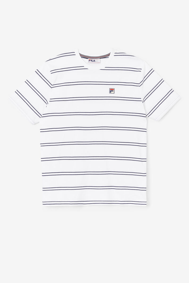 Men's Fila Felix T Shirts White / Navy | ZLaBRpghTTY