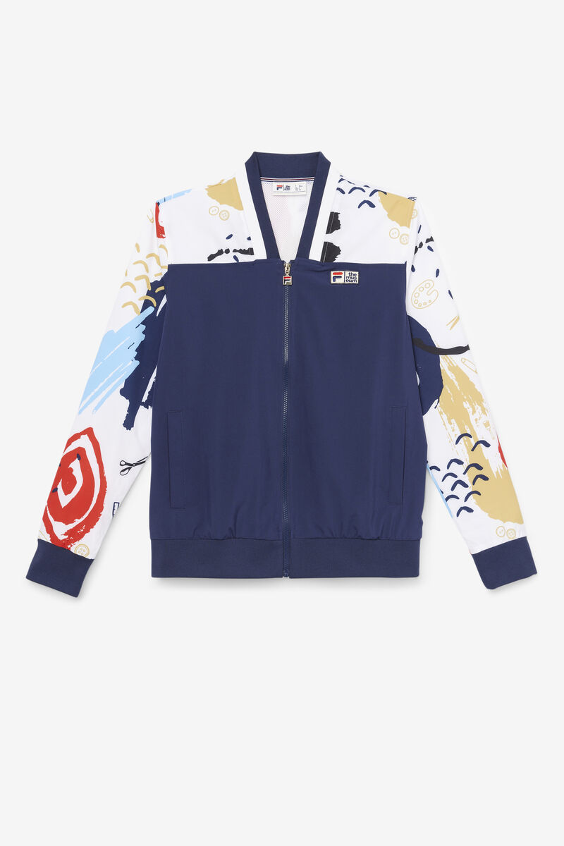 Men's Fila Fila X The Museum Printed Track Jacket Tracksuits Navy / White / Red | nrtzlmACm3u