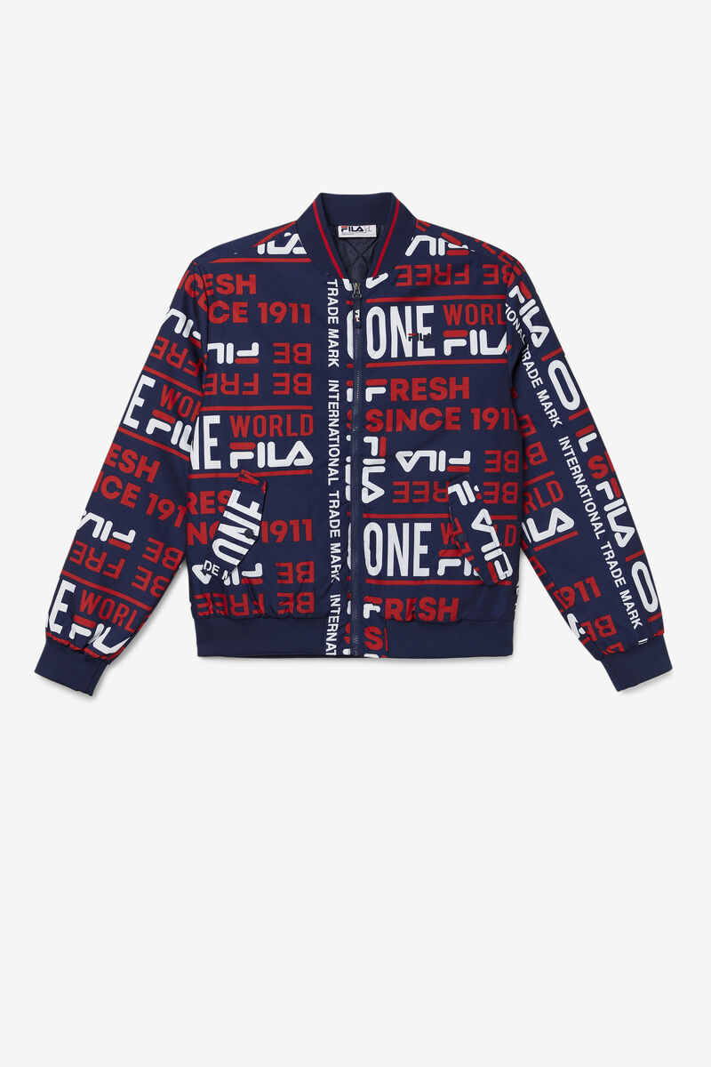 Men's Fila Gionata Jacket Jackets Navy / Red / White | b92Lrkj9dQR