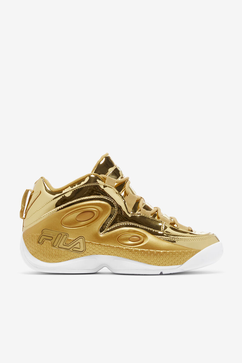 Men's Fila Grant Hill 3 Metallic Basketball Shoes Metal Gold / Metal Gold / Metal Gold | 4CugQHDrvfu