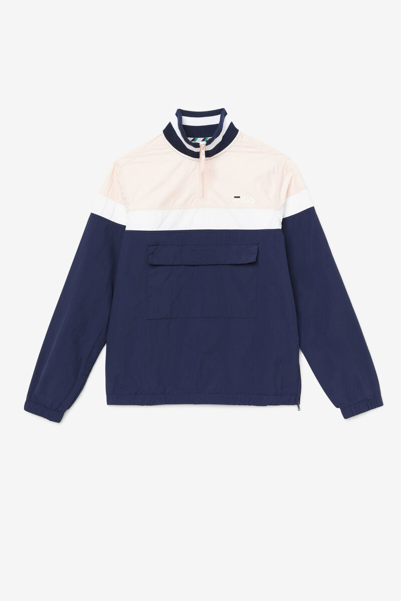 Men's Fila Halama 1/4 Zip Jacket Jackets Pink / Navy / White | p9j61eQUs5m