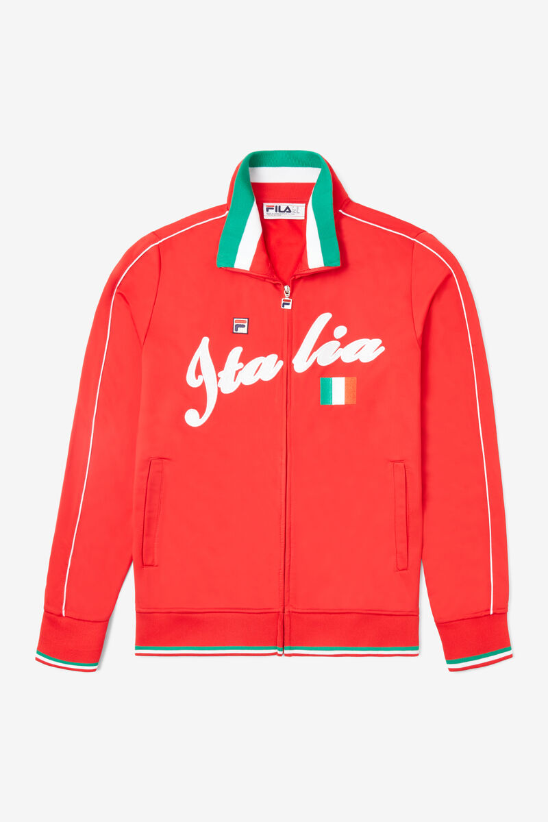 Men's Fila Italia Track Jacket Tracksuits Red / White | OeZoFsJ8ACI