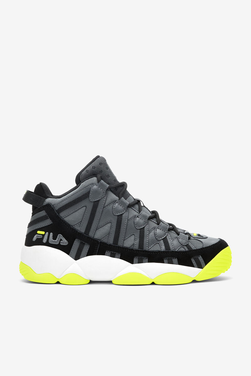 Men's Fila Jerry Stackhouse Spaghetti Sneakers | Fila Sneakers Dark Grey / Black / Yellow | QnIU7xPa