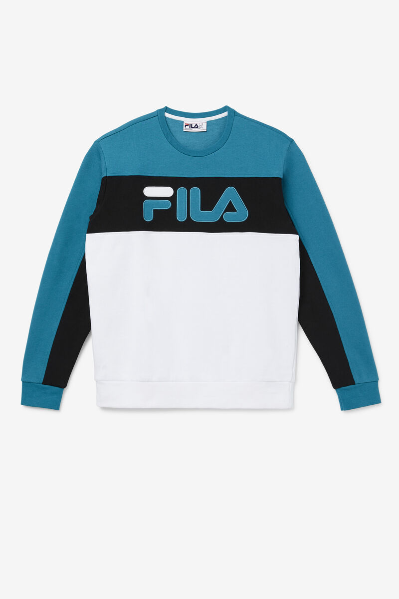 Men's Fila Lesner Fleece Crew Tracksuits Blue / White / Black | xfInM2vWbx5