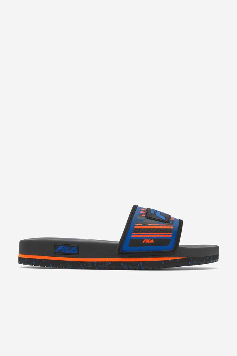 Men's Fila Lunar Slide Slides Black / Blue / Red Orange | YysuCeDAQaQ