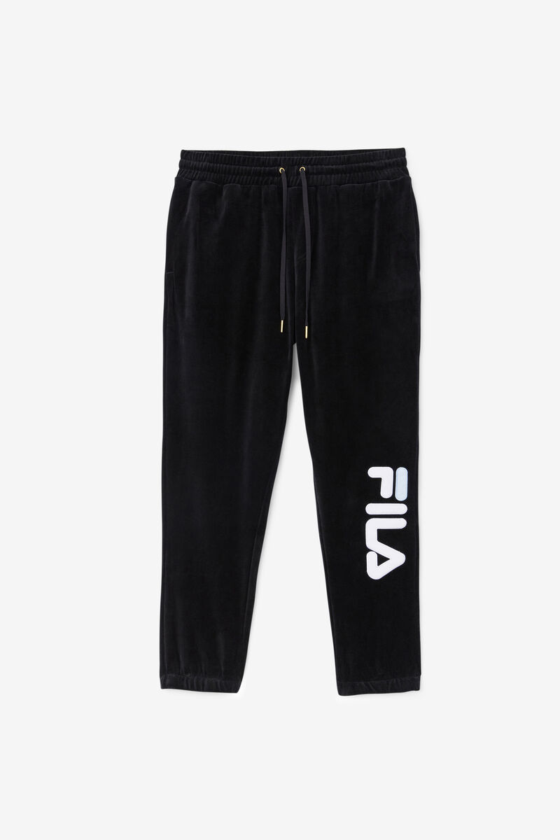 Men's Fila Mansur Velour Pant Tracksuits Black / White | 3oMBKMcukXg