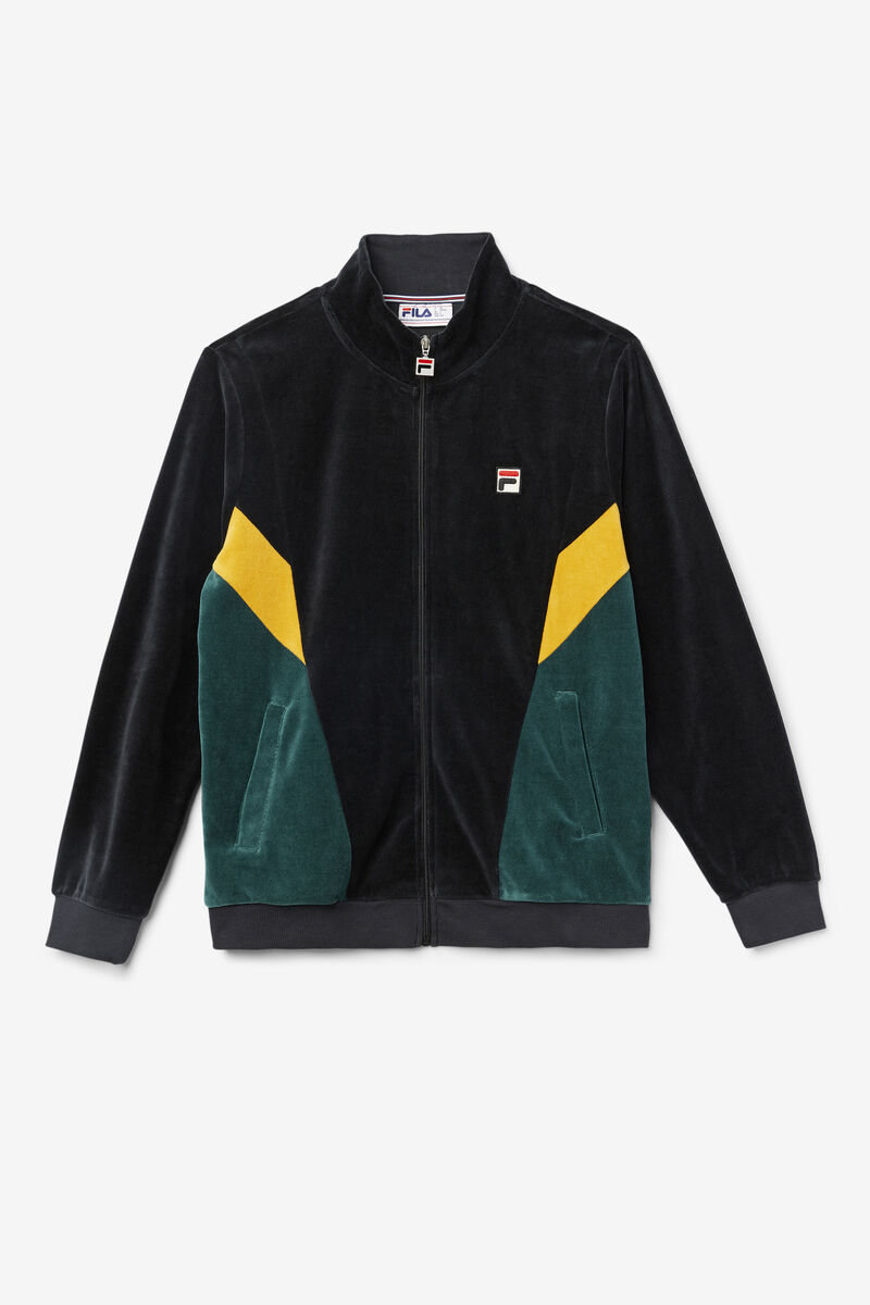 Men's Fila Marten Velour Jacket Jackets Black | RlMFRsPxWgx