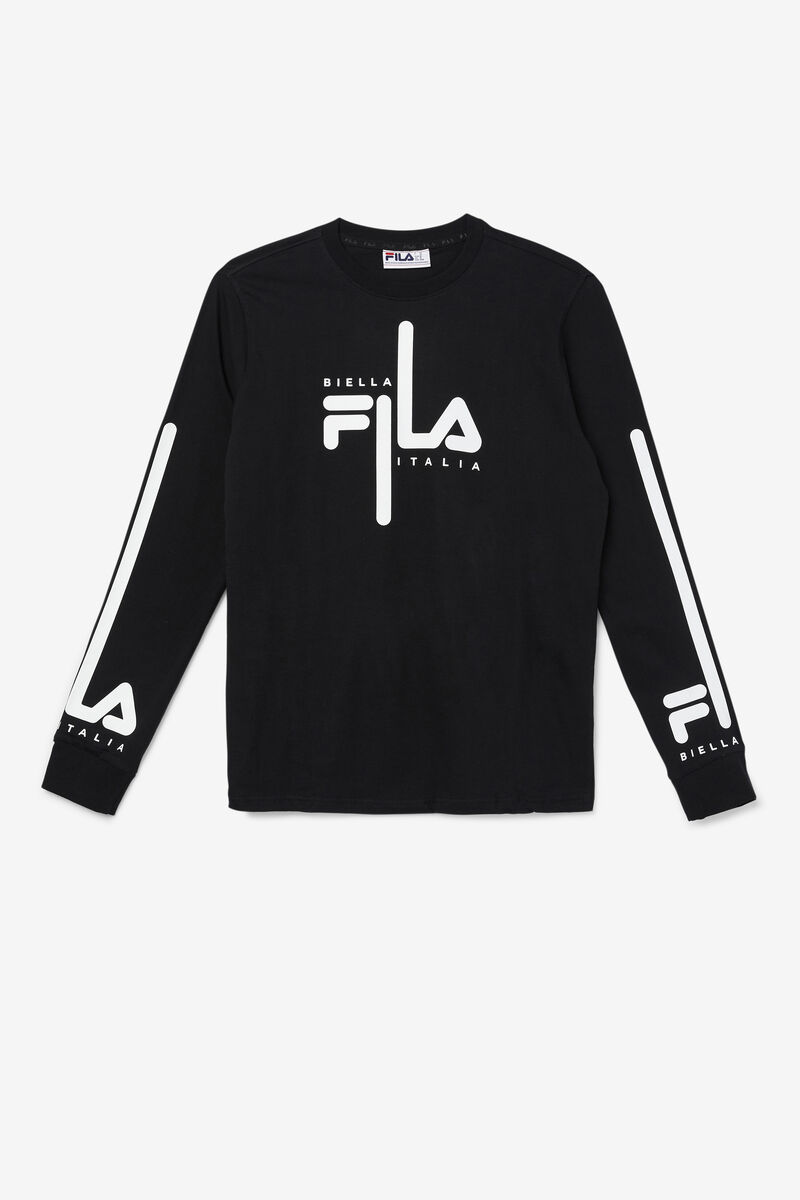 Men's Fila Martino Long Sleeve T Shirts Black / White | NGm4igsCelK