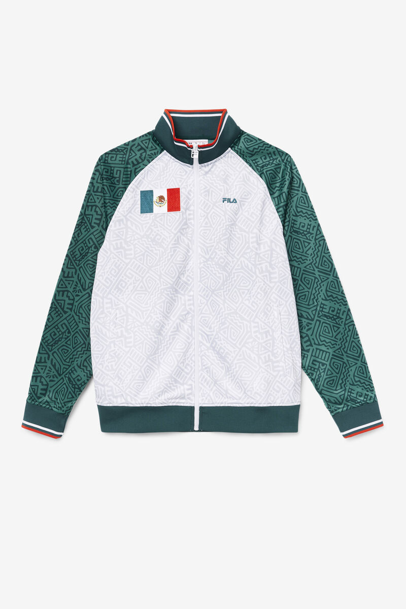 Men's Fila Mexico Track Jacket Outerwear White / Red | uZiSALNK9ya