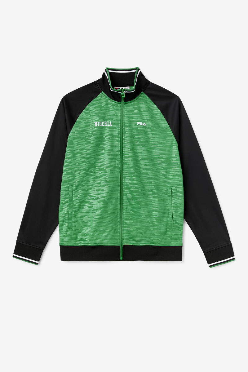 Men's Fila Nigeria Track Jacket Tracksuits Black / White | n89O8rkifCV