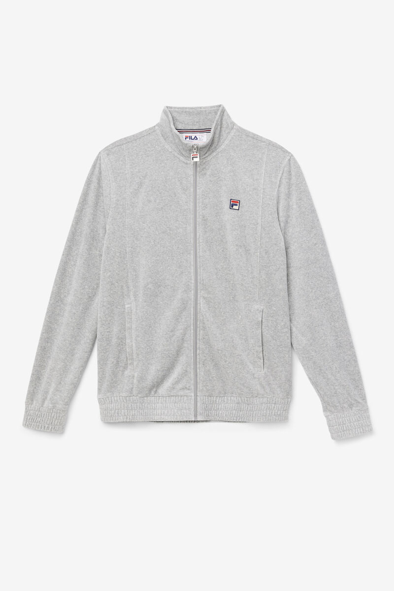 Men's Fila O-fit Velour Jacket Jackets Grey | oKUzebc6RJ9