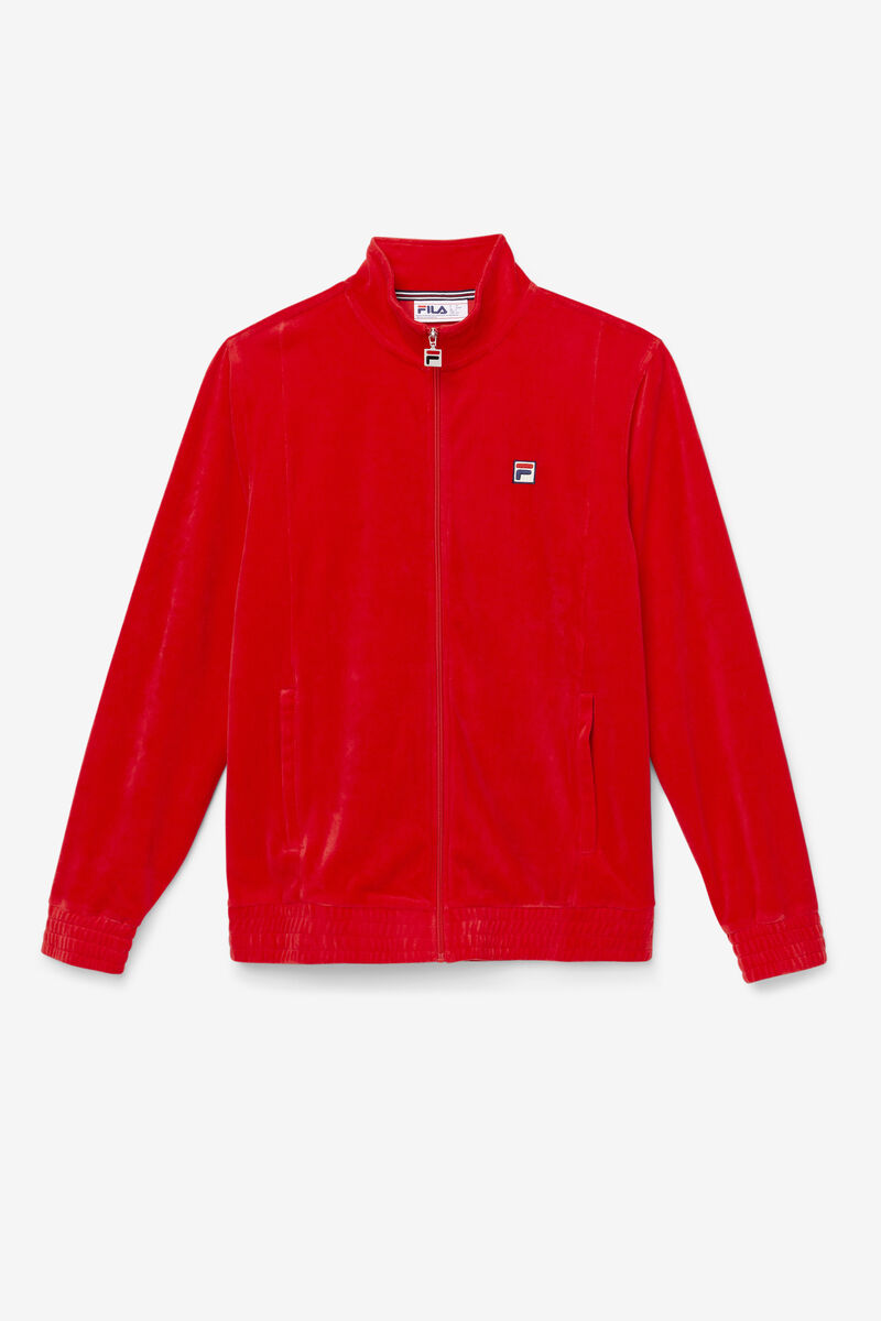 Men's Fila O-fit Velour Jacket Jackets Red | kYq6KuFHAuu