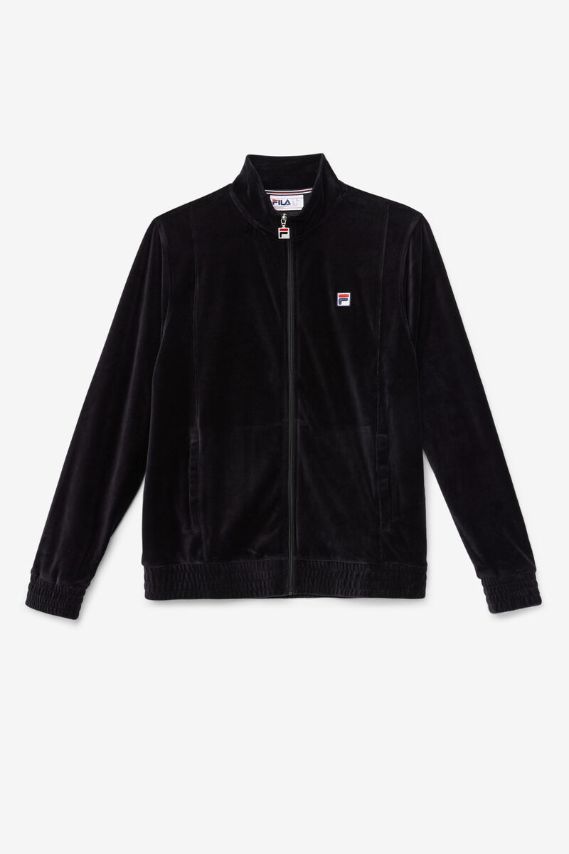 Men's Fila O-fit Velour Jacket Tracksuits Black | bLde9QZ3eAL