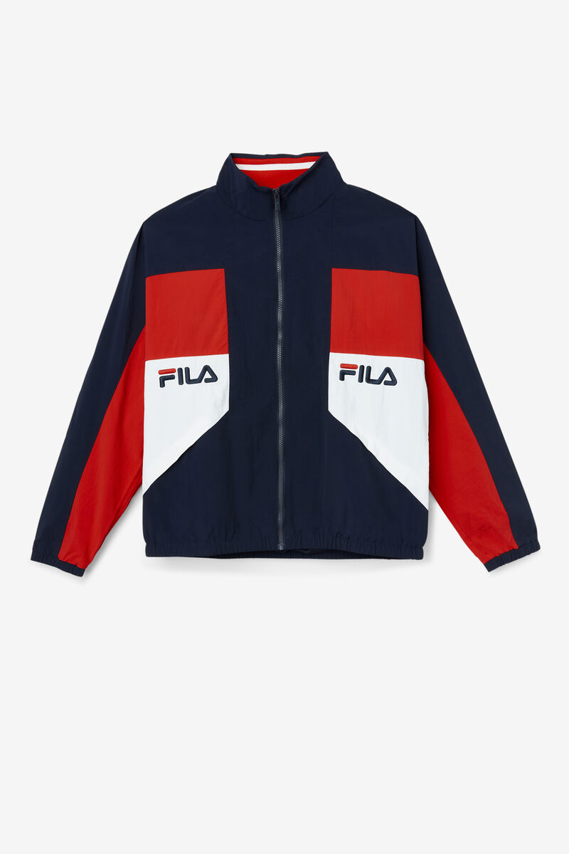 Men's Fila Obasi Wind Jacket Jackets Navy / Red / White | y5Z93GbVkt3