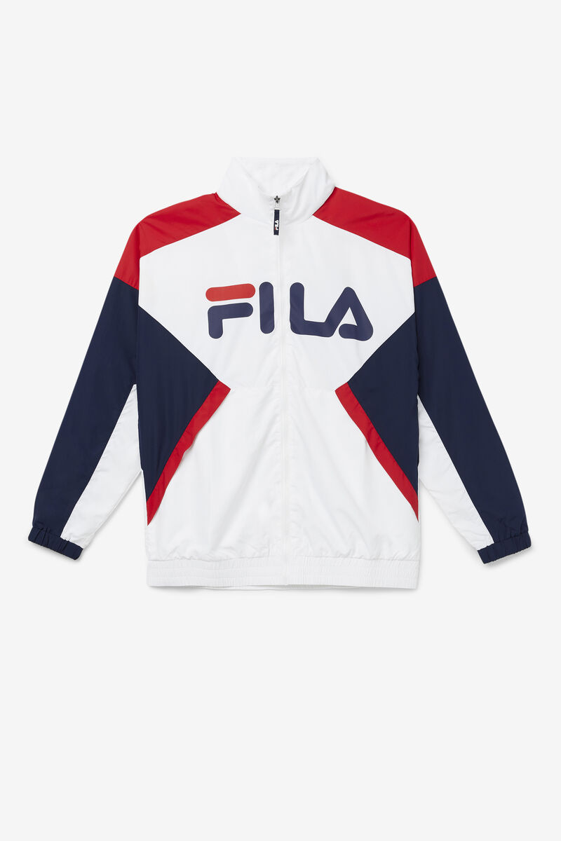 Men's Fila Oliviero Wind Jacket Tracksuits White / Navy / Red | hCzHGo9KvKL