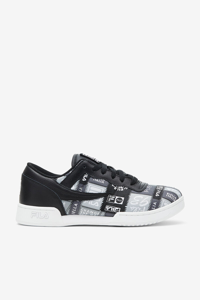 Men's Fila Original Fitness Patchwork Flat Shoes Black / White | P1n2YV2q6OB