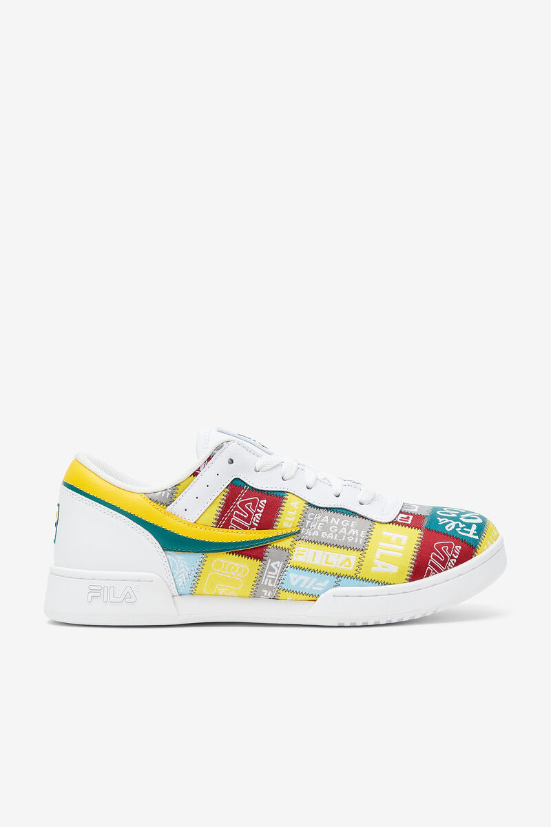 Men's Fila Original Fitness Patchwork Low Top Shoes | Fila Sneakers White / Yellow | 3zKxmJuFf7Q