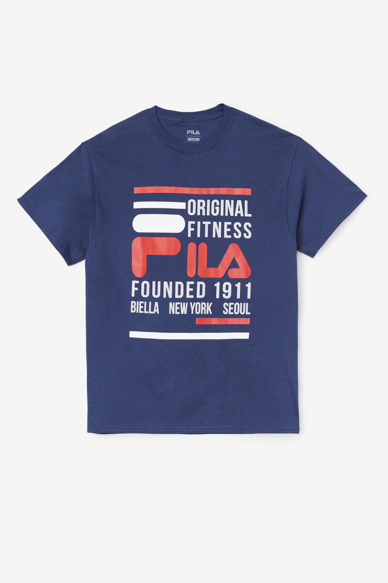 Men's Fila Original Fitness T Shirts Navy / Red / White | QeS6FNJQkus