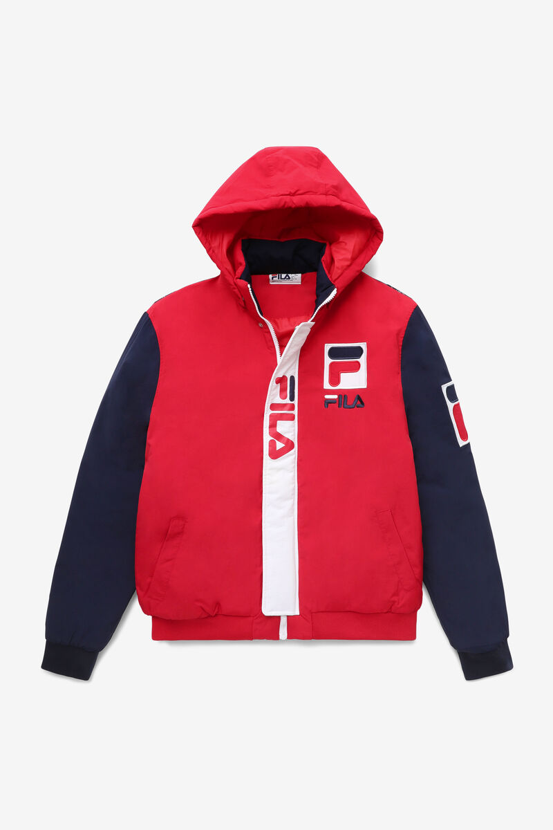 Men's Fila P1 Fila Tech Jacket Jackets Red / Navy / White | cvHbAbvhKYG